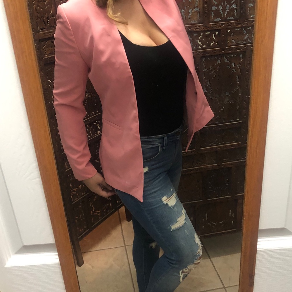 Zara Pink Hook Closure Blazer Medium